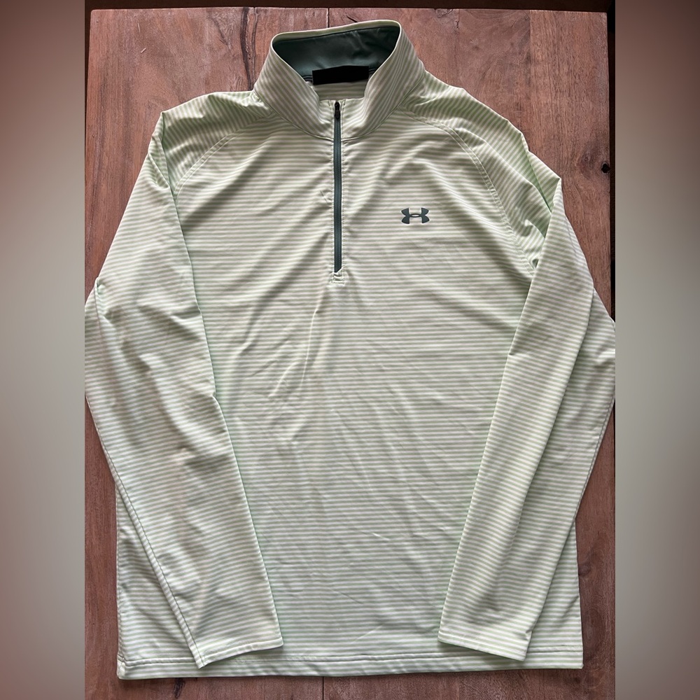 Under Armour Men's Light Green Striped 1/4 Zip Pullover